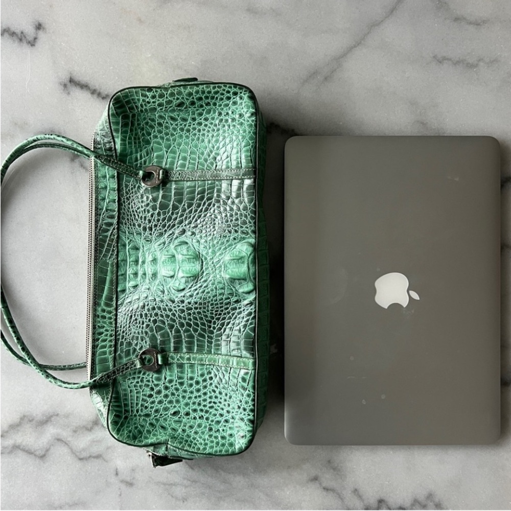 Emanuel Ungaro Green Croc-Shoulder Bag